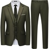 image:imageWULFUL Mens 3 Piece Slim Fit Suit Set Two Button Blazer Jacket Vest Pants Tuxedo Set for Party Wedding and Business Brown