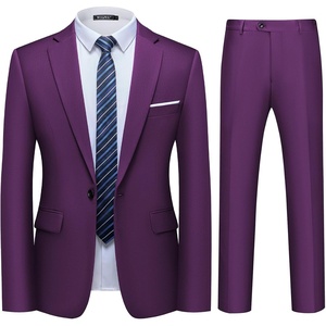 image:imageMens 2 Piece Slim Fit Suit Set One Button Blazer Solid Jacket Pants Tuxedo Set Suits for Prom Party Wedding amp BusinessPurple