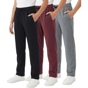 image:imageWULFUL 3 Pack Boys Sweatpants Fleece Athletic Workout Pants Boys Joggers with Zipper Pockets Size 420BlackDark GreyRed