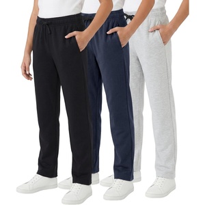 image:imageWULFUL 3 Pack Boys Sweatpants Fleece Athletic Workout Pants Boys Joggers with Zipper Pockets Size 420BlackLight GreyNavy