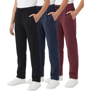 image:imageWULFUL 3 Pack Boys Sweatpants Fleece Athletic Workout Pants Boys Joggers with Zipper Pockets Size 420BlackNavyRed