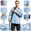 image:imageWULFUL Mens Sun Protection Fishing Shirts UPF 50 Lightweight Quick Dry Cooling Long Sleeve Shirts for Work Hiking SafariLight Blue