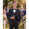 image:imageWULFUL Slim Fit Tuxedo for Men One Button Suit Set Prom Party Wedding Tux Mens Suits 3 PieceBlack