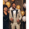 image:imageWULFUL Slim Fit Tuxedo for Men One Button Suit Set Prom Party Wedding Tux Mens Suits 3 PieceKhaki