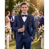 image:imageWULFUL Slim Fit Tuxedo for Men One Button Suit Set Prom Party Wedding Tux Mens Suits 3 PieceNavy