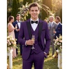 image:imageWULFUL Slim Fit Tuxedo for Men One Button Suit Set Prom Party Wedding Tux Mens Suits 3 PiecePurple