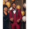 image:imageWULFUL Slim Fit Tuxedo for Men One Button Suit Set Prom Party Wedding Tux Mens Suits 3 PieceRed