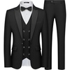 image:imageWULFUL Slim Fit Tuxedo for Men One Button Suit Set Prom Party Wedding Tux Mens Suits 3 PieceBlack