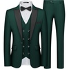 image:imageWULFUL Slim Fit Tuxedo for Men One Button Suit Set Prom Party Wedding Tux Mens Suits 3 PieceDark Green
