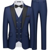 image:imageWULFUL Slim Fit Tuxedo for Men One Button Suit Set Prom Party Wedding Tux Mens Suits 3 PieceNavy
