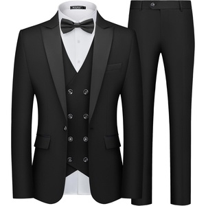 image:imageWULFUL Slim Fit Tuxedo for Men One Button Suit Set Prom Party Wedding Tux Mens Suits 3 PieceBlack