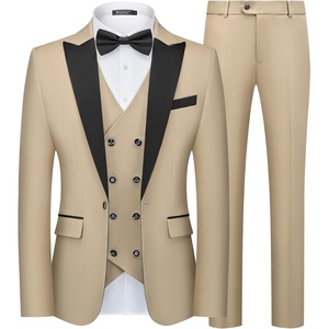 image:imageWULFUL Slim Fit Tuxedo for Men One Button Suit Set Prom Party Wedding Tux Mens Suits 3 PieceKhaki