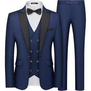image:imageWULFUL Slim Fit Tuxedo for Men One Button Suit Set Prom Party Wedding Tux Mens Suits 3 PieceNavy
