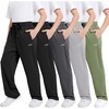 image:imageWULFUL 5 Pack Boys Athletic Pants  Moisture Wicking Mesh Joggers with Pockets Comfortable Sweatpants for Kids TeensBlack black dark Grey light Grey army Green