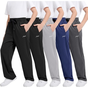 image:imageWULFUL 5 Pack Boys Athletic Pants  Moisture Wicking Mesh Joggers with Pockets Comfortable Sweatpants for Kids TeensBlack black navy dark Grey light Grey