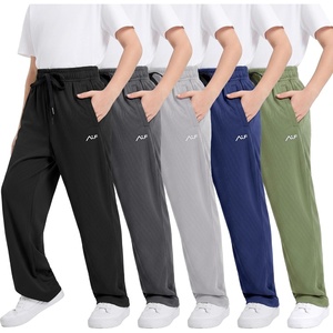 image:imageWULFUL 5 Pack Boys Athletic Pants  Moisture Wicking Mesh Joggers with Pockets Comfortable Sweatpants for Kids TeensBlack dark Grey light Grey navy army Green