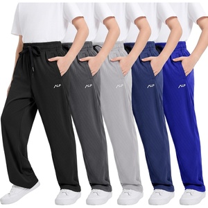 image:imageWULFUL 5 Pack Boys Athletic Pants  Moisture Wicking Mesh Joggers with Pockets Comfortable Sweatpants for Kids TeensBlack dark Grey light Grey navy blue
