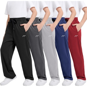 image:imageWULFUL 5 Pack Boys Athletic Pants  Moisture Wicking Mesh Joggers with Pockets Comfortable Sweatpants for Kids TeensBlack dark Grey light Grey navy red